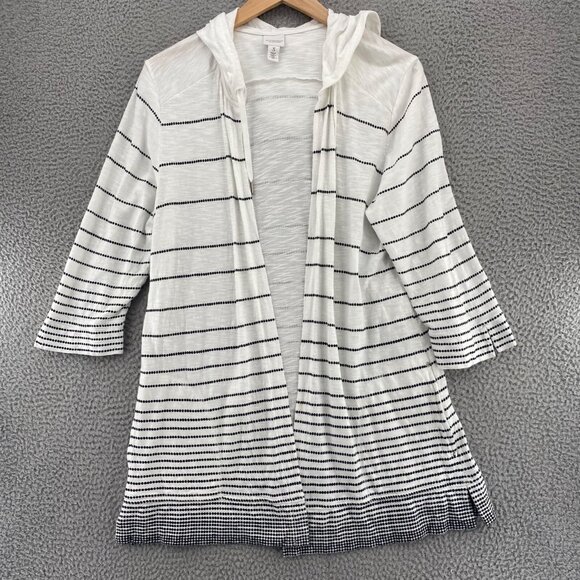 Chico's Sweaters - Chicos Sweater Womens 3 US Extra Large White Weekends Cardigan Hooded Pockets